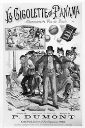 Liedblad voor La Gigolette du Panama gerelateerd aan de Panama-affaire, eind 19e eeuw