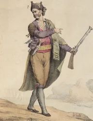 Spaanse smokkelaar uit de omgeving van Cadiz, 1815, gegraveerd door Langlume (19e eeuw)