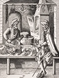 Spoormaker, reproductie van een houtsnede door Jost Amman (1539-91) uit 