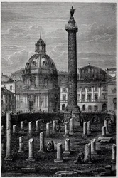 Plein en Zuil van Trajanus (Trajanuszuil) (Colonna Traiana) en Ulpiaanse Basiliek (reis van Francis Wey in 1864-1868) - in 