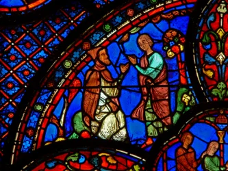 St. Antonius: luistert naar de leringen van een kluizenaar