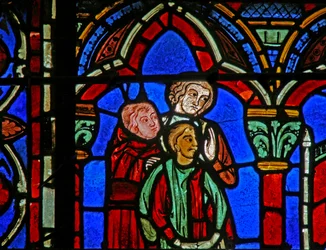 St. Cheron raam: zoon van Clotaire geleid naar het graf