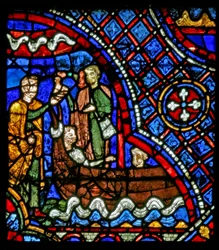 St. Nicolaas: demon geeft de reizigers een drankje