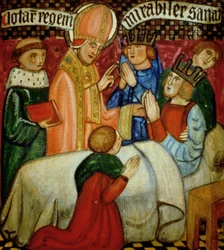 St. Sulpice Verricht een Wonder door Koning Clotaire (gest. 629) te Genezen