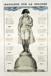 Standbeeld van Napoleon I Bonaparte (1769-1821) op de Vendome-zuil in Parijs. Afbeelding van Epinal