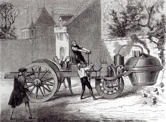Stoomauto uitgevonden door Nicolas Joseph Cugnot (1725-1804) in 1771, 1886