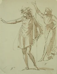 Studie van Twee Klassiek Gedrapeerde Figuren, ca. 1790