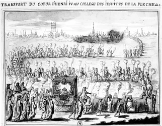 De aankomst van het hart van Henri IV op het College van La Flèche op 4 juni 1610