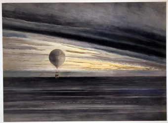 De ballon, Zénith, tijdens een langeafstandsvlucht van Parijs naar Bordeaux in maart, 1875, uitgegeven 1875-1880