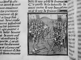 De slag bij Crecy in 1346 uit Froissarts Kronieken