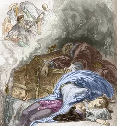 De Zwarte Dood: slachting van Joden, 1348, illustratie uit Histoire-populaire-de-France door Charles Lahure, 1866