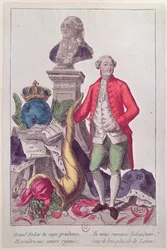 De oproep van Jacques Necker (1732-1804) 16 juli 1789 (gekleurde gravure)