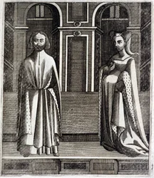 De Graaf van Poitiers en Toulouse Alphonse (1220-1271) en zijn vrouw Jeanne (dochter van Raymond VII) (1220-1271) - in 