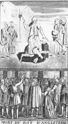 De dood van de koning van Engeland, uit Les Vrayes Centuries et Propheties de Maistre Michel Nostradamus, met het leven van de auteur, gepubliceerd door Antoine Besson in Lyon