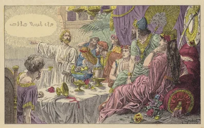 Het feest van Balthazar (kleurenlitho)