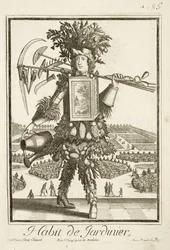 Het Kostuum van de Tuinier, illustratie uit het Dictionnaire des Sciences door Denis Diderot, gepubliceerd c.1770