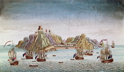Het eiland Sint-Helena, plaats van ballingschap van generaal Napoleon Bonaparte (1769-1821)