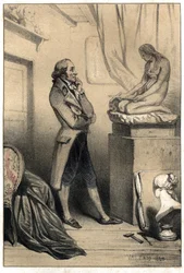 De Italiaanse beeldhouwer Antonio Canova (1757 - 1822) voor het beeldhouwwerk 