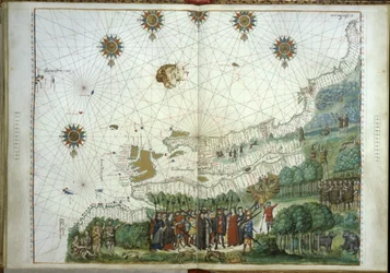De landing van Jacques Cartier en kolonisten in Canada, 1547