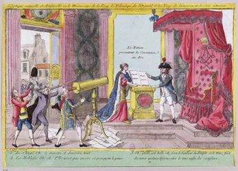 De microscoop van woede, de telescoop van trots en de ogen van rede en gezond verstand, karikatuur van de reactie van de adel en geestelijkheid op de Franse Grondwet, c.1791