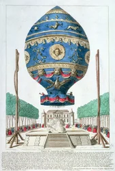 Het ballonexperiment van de gebroeders Montgolfier bij het Chateau de la Muette, 21 november 1783