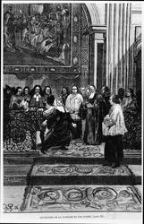 De Moeder Overste wordt bezeten door Barre, illustratie voor de bezetenen van Loudun in Les Mysteres de la Science door Louis Figuier, 1886