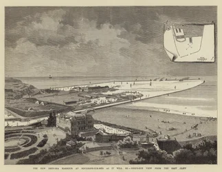 De nieuwe diepzeehaven in Boulogne-sur-Mer zoals het zal zijn, vogelvlucht vanuit de oostelijke klif