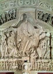 Pinksteren, van het timpaan van het centrale portaal, ca.1120