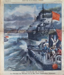 De Russische muiterij in de Zwarte Zee en het bombardement van Sebastopol, illustratie uit Le Petit Parisien, 1905