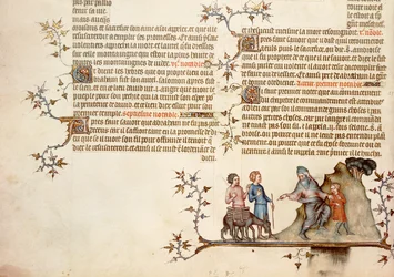 Het offer van Isaak, uit De Bijbel van Jean de Sy, ca.1355