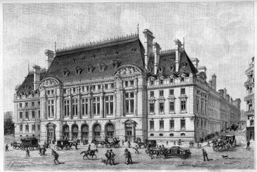 De Sorbonne werd gerenoveerd in 1887, vanaf de rue des Ecoles.