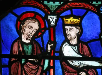 Het St. Thomas-raam: hij wordt door de koning goud getoond