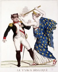 De Onmaskerde Tirant - in "Napoleon 1ste, karikaturen, dummy collectie", ca. 1814.