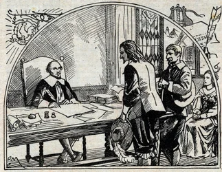 Het adreskantoor van Theophraste Renaudot, Franse arts en journalist, oprichter van de Gazette de France. Anonieme gravure uit 1930.