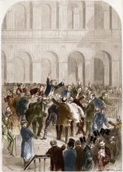 De mand van de Parijse Beurs in 1857