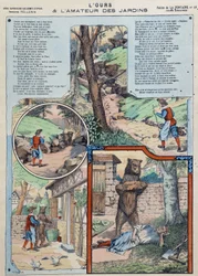 De beer en de tuinliefhebber - Fabels van La Fontaine in afbeeldingen van Epinal