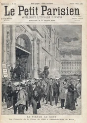 De loting: de dienstplichtigen van de klas van 1892 in het stadhuis van Parijs. Een van de krant Le petit Parisien op 5/02/1893 (gravure)