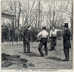 Het duel van de meesters van wapens Pini en Thomeguex in het Parc de Saint Ouen (Saint-Ouen). In Le Petit Parisien op 28/03/1897
