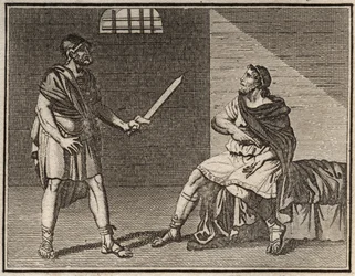 De eminente generaal Marius, op de vlucht voor Sulla, wordt gevangen genomen in Minturnae, maar niemand durft hem te doden, zelfs een buitenlandse slaaf niet.