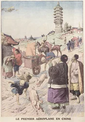Het eerste vliegtuig in China, illustratie uit Le Petit Journal april 1911