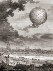De eerste ongebonden ballonvlucht, door Jean-François Pilâtre de Rozier en de Markies d