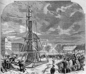 De fontein van de Palmier verplaatst naar de Place du Châtelet in Parijs in 1858