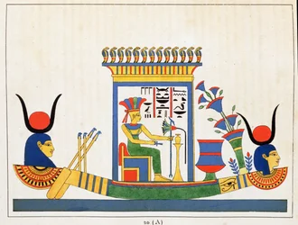 De godin Anuket, illustratie uit Pantheon egyptien: collectie van mythologische personages uit het oude Egypte, door Jean-Francois Champollion