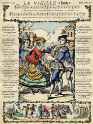 Het oude, populaire lied. Epinal afbeelding 19e eeuw