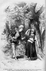 Theatrale voorstelling: Assepoester en de Prins Charmant uitgevoerd door Mme Theo en Melle Vanghel voor het stuk 