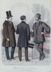 Drie elegante jonge mannen, december 1856