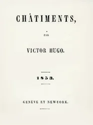 Titelpagina van Les Châtiments (1853) door Victor Hugo (1802-85), gepubliceerd in Genève en New York, 1853