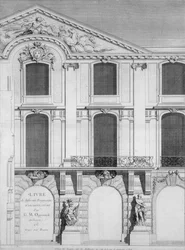 Titelpagina van een boek met gegraveerde platen van Oppenords ontwerpen, gepubliceerd 1745