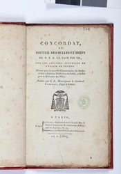 Titelpagina van de Concordat et Recueil des bulles et brefs de N. S. P. le Pape Pie VII, uitgegeven door Giovanni Battista Caprara, Parijs, Chez Le Clers, 1802