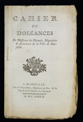 Titelpagina van het Klachtenboek van de Afgevaardigden, Kooplieden en Reders van Marseille, 1789